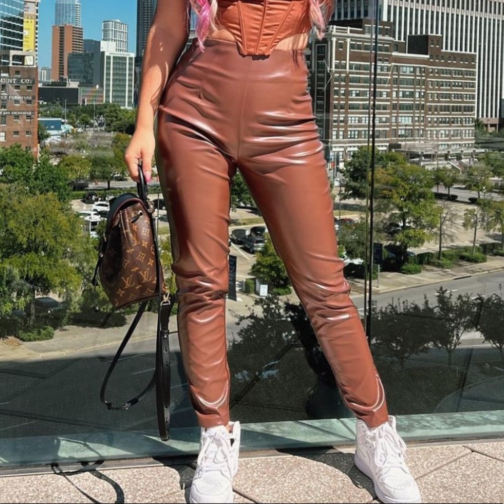 Brown leather pants
